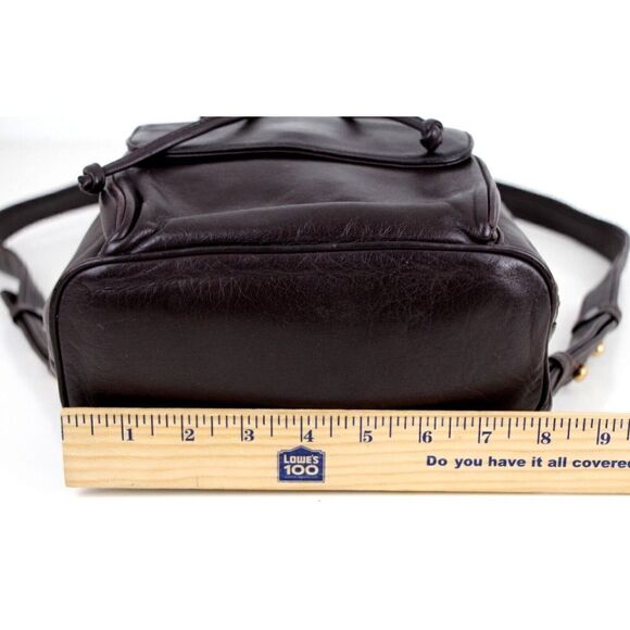 Bloomingdale's BROWN GENUINE LEATHER FLAP BACKPACK SHOULDER BAG HANDBAG PURSE - Picture 14 of 15